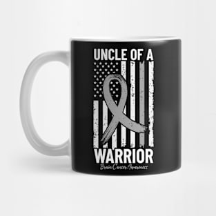 Brain Cancer Awareness USA Flag Uncle Support Gray Ribbon Mug